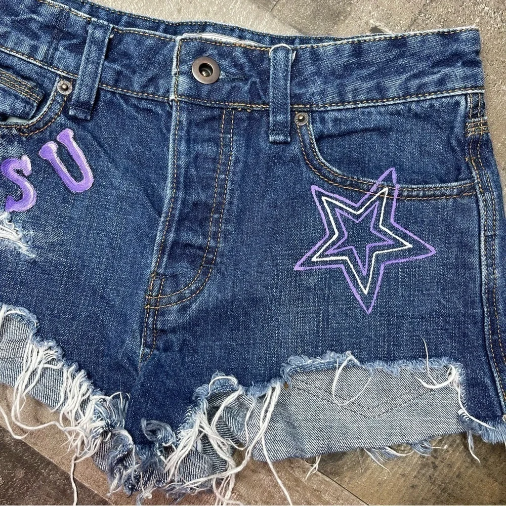 Free People KSU Themed Denim Shorts size 25